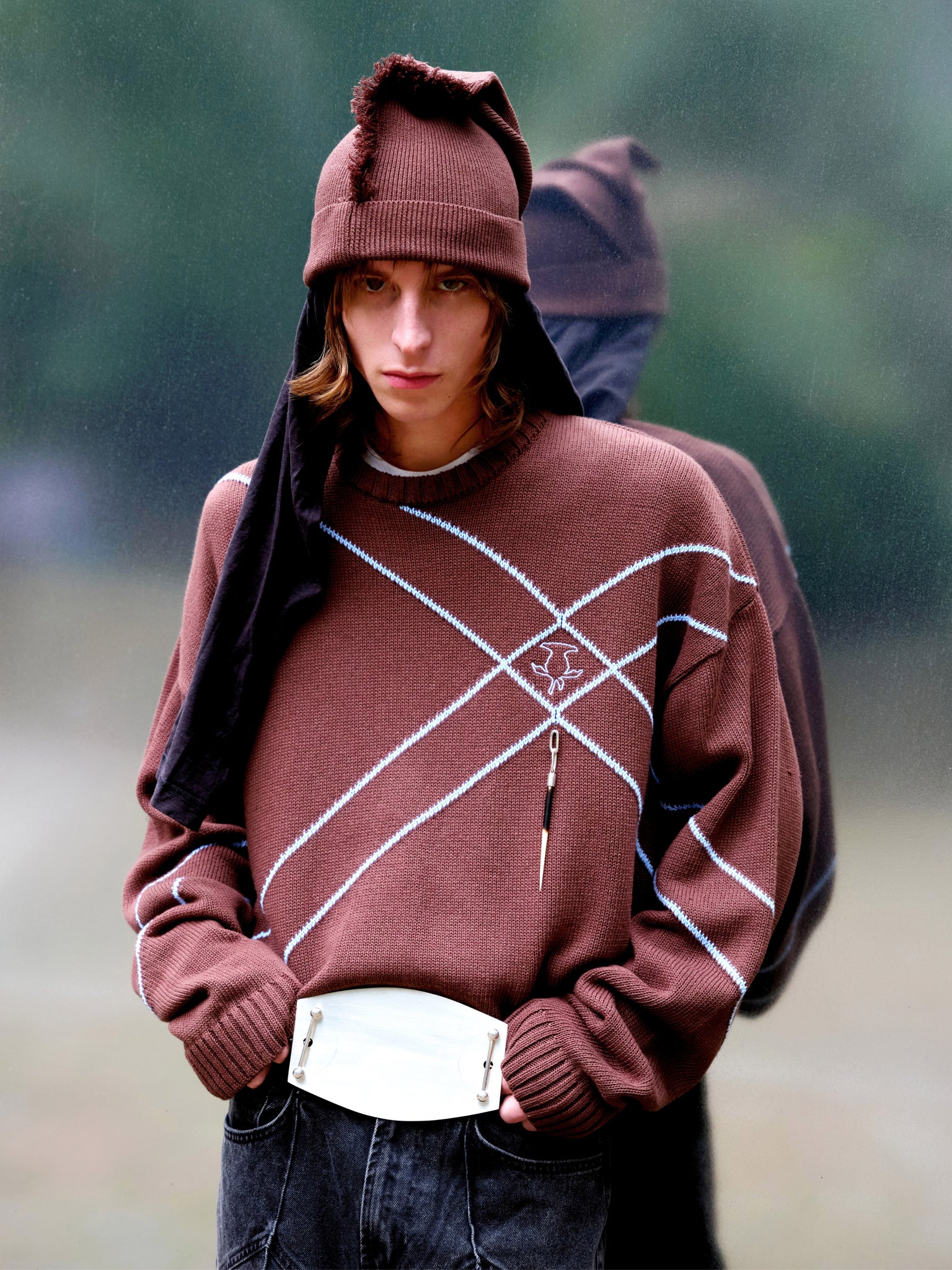 DRAPED BEANIE HAT Brown
