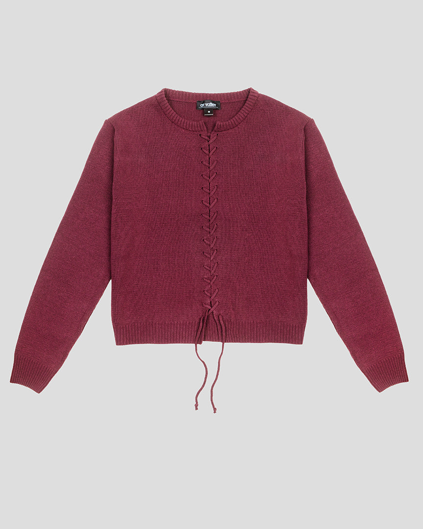 레이스업 니트 카디건