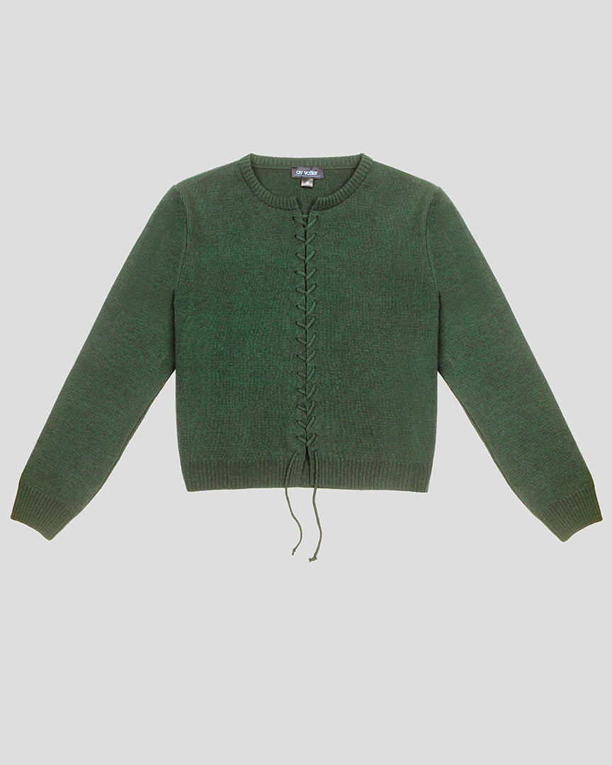 레이스업 니트 카디건